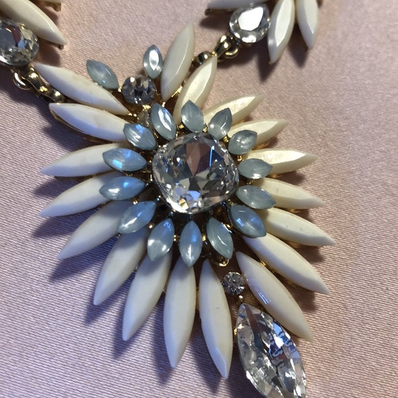 Ice Blue, Ivory and Gold Necklace - Picture 6 of 6